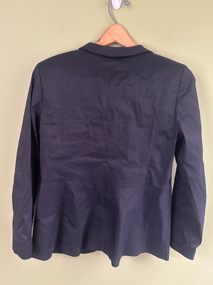 Eileen Fisher Blazer Sz S Slate Gray Silk Blend Pleated Jacket Snatched Ramie - Picture 5 of 11